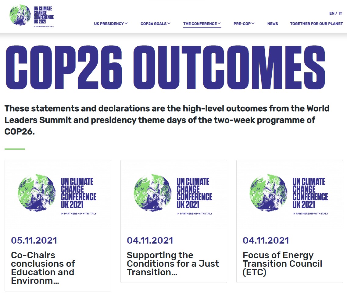 COP26 outcomes website